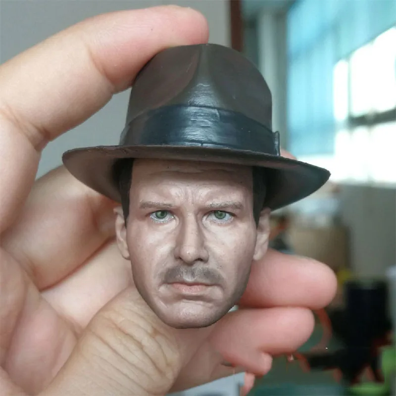 1/6 Indiana Cowboy Harrison Ford Head Sculpt Carved Normal Damaged Version Fit 12'' Male Soldier Action Figure Body