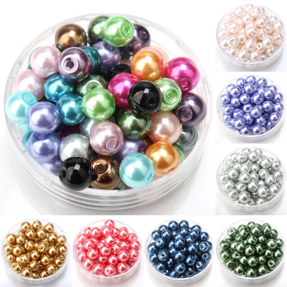 Olingart 4/6/8/10MM glass imitation pearls multicolor beads DIY Bracelet earrings bead choker necklace Jewelry Making