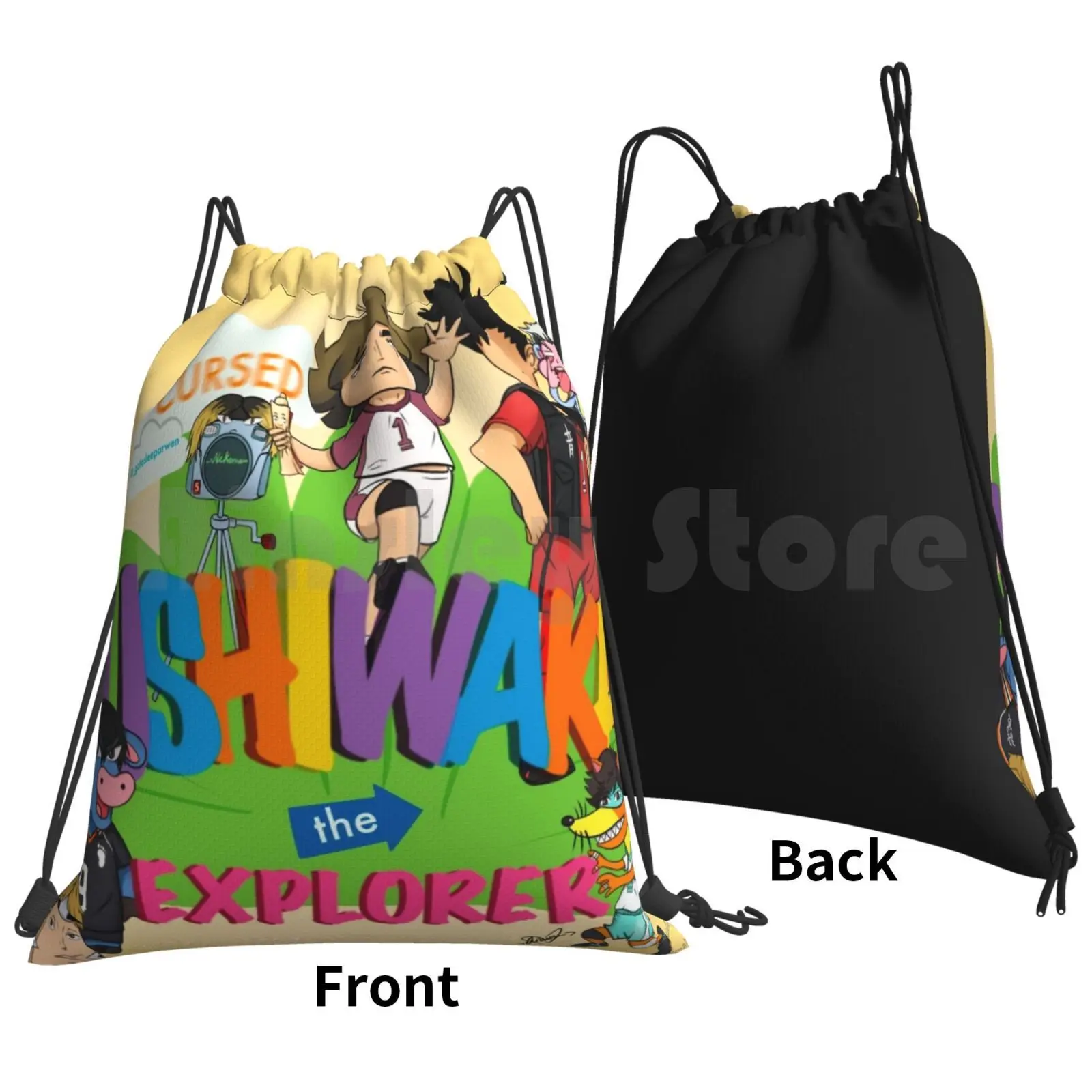 X Dora-A Cursed Saga Backpack Drawstring Bags Gym Bag Waterproof Anime Week Cursed