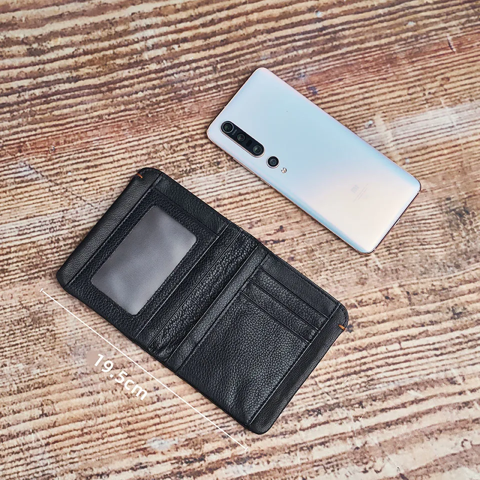 Dünnen männer Geldbörse Aus Echtem Leder Lässig Kleine Geldbörse Kredit Visitenkarte Halter Brieftasche Bifold Mini Geld Tasche Geldbörse NUPUGOO – Detail 3