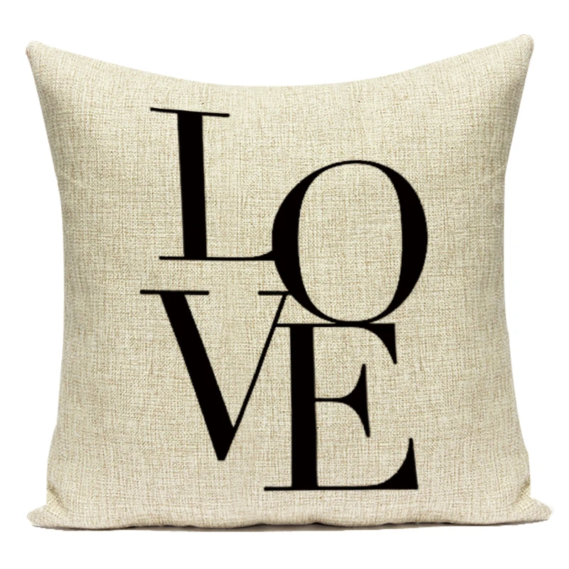 Motto Letters Printed Home Decor Cushion Covers Polyester Black White Pillow Cover Sofa Bed Car Decorative Pillow Case