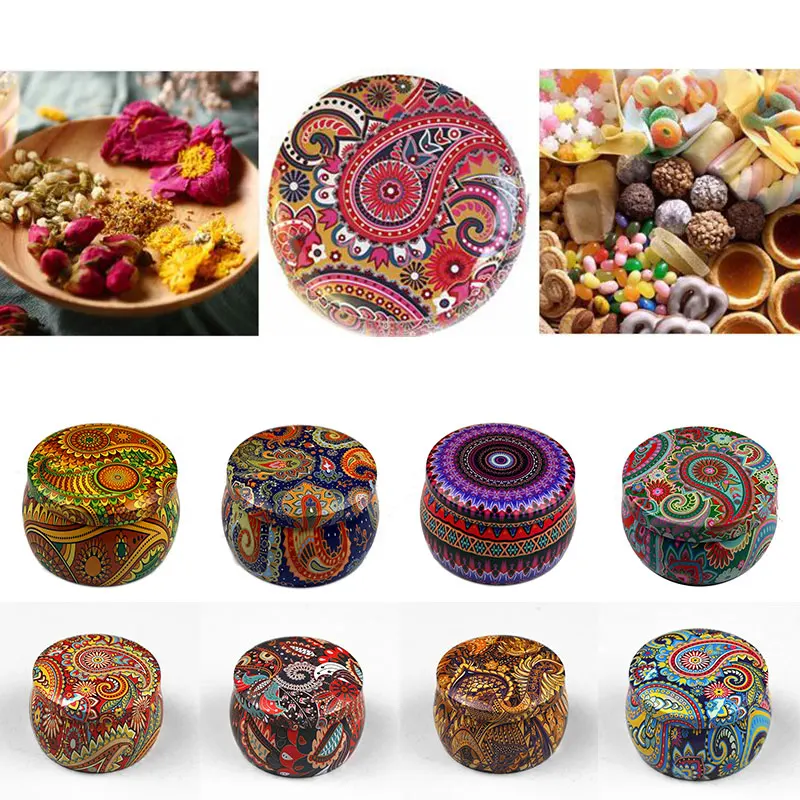 Candle Tinplate Jars Mini Tin Jewelry Box Candy Storage Case For Rose Flower Dry Gifts Packaging Candle Round Drum Box Wholesale