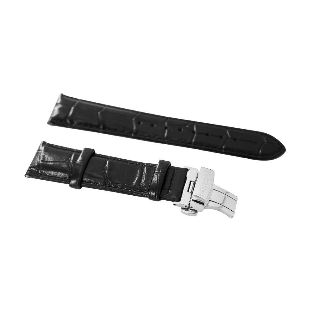 LOBINNI Cinturino per orologio in pelle marrone nero Pulsante Chiusura nascosta Fibbia a farfalla Larghezza 22mm 21mm 20mm con rimozione cinturino orologio