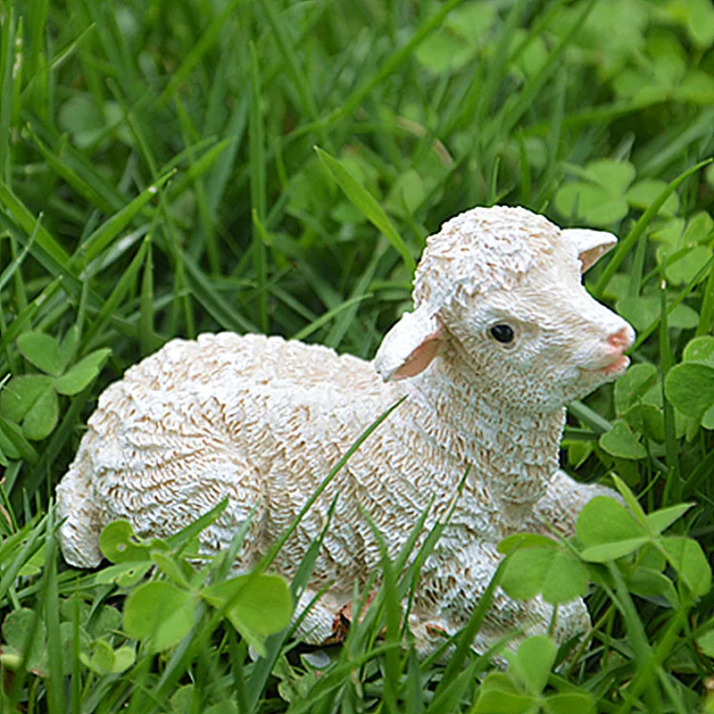 

resin mini animal artificial sheep model ornaments Miniature desktop craft micro landscape sculpture DIY garden decoration a0088