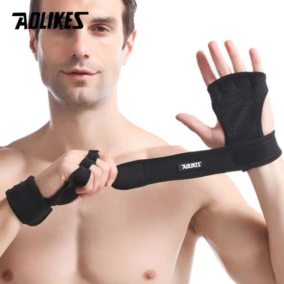 AOLIKES Weight Lifting Gloves Training Gym Grips Fitness Glove Women Men Crossfit Bodybuilding Wristbands Hand Palm Protector