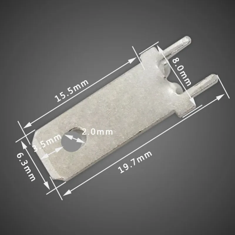 50/100pcs 6.3 lengthening anti-reverse insert PCB circuit board positioning insert 250 soldering piece 2 foot terminal  