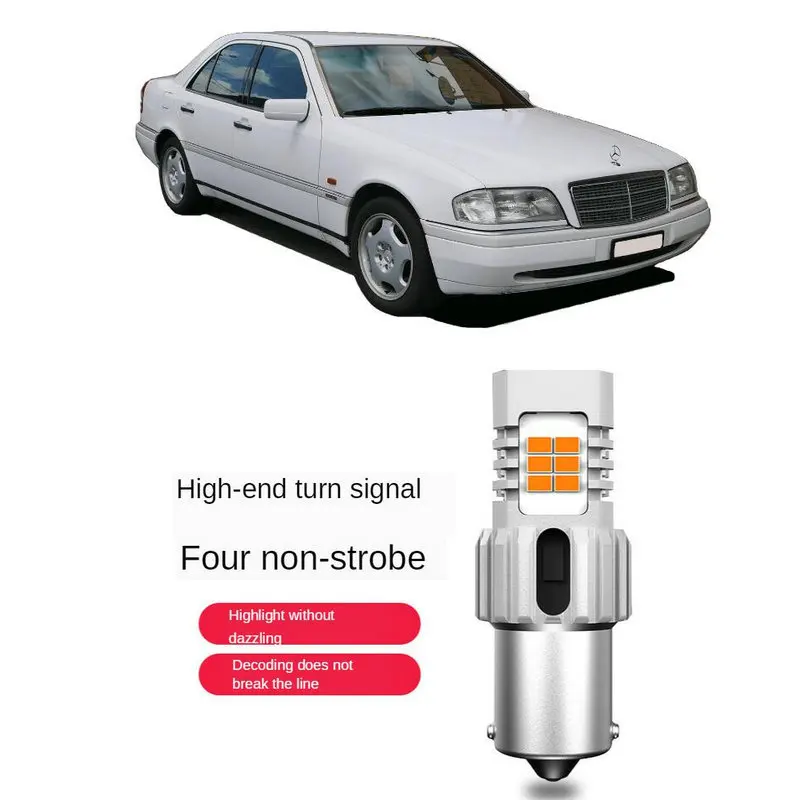 

Turn signal Light For MERCEDES-BENZ W202 Front and Rear turn signal 1556LM 26w Intelligent IC Decoding No strobe error free 2pc