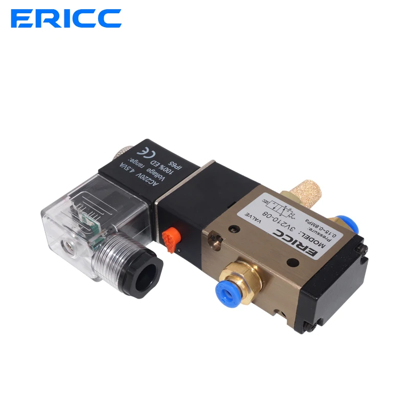 3 Way Port 2 Position 3V210-08 Normally Closed DC12V 24V AC220V Pneumatic Air Solenoid Valve Electric Control Gas Magnetic Valve