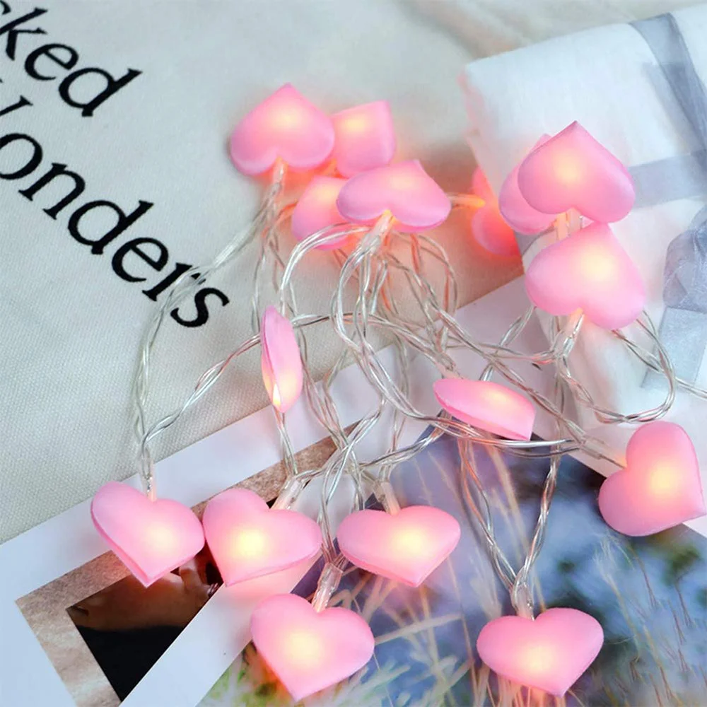 

1.5M 3M 10LED 20LED Heart Shape String Lights Battery Powered Fairy Lights Valentines Day Christmas Garland Lamp For Room Decor