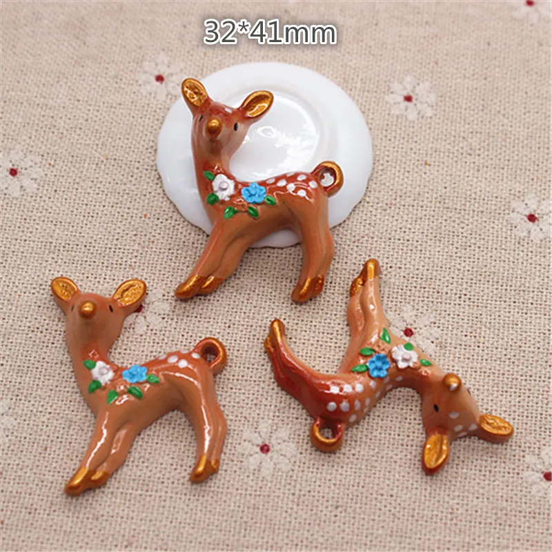 5pcs Kawaii Cartoon Berry Deer Miniature Flatback Cabochon Art Supply DIY Craft Scrapbooking,32*41mm