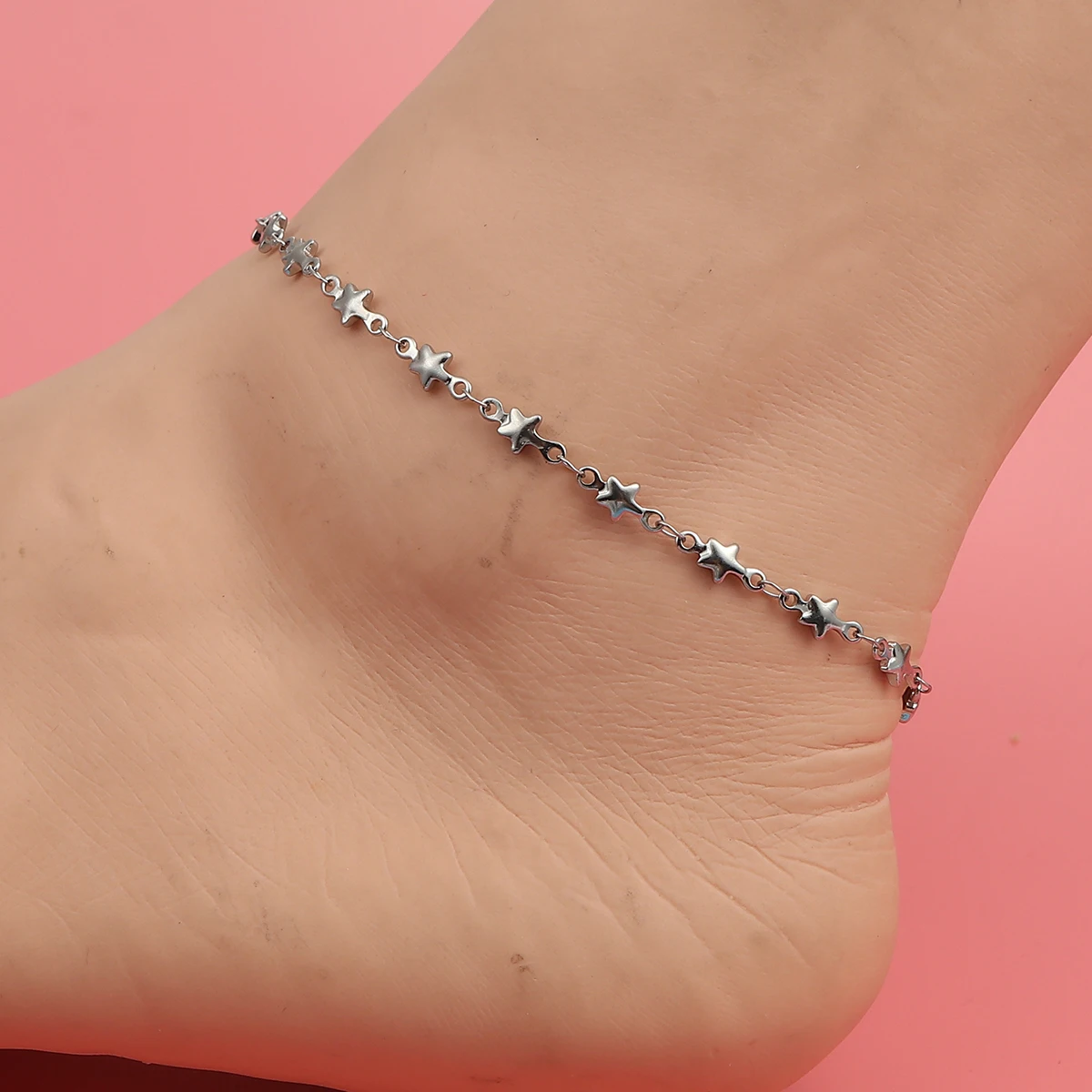 Exquisite Women Anklet 304 Stainless Steel  Silver Color Star Gifts for female Beach Foot Chain Jewelry 23cm(9