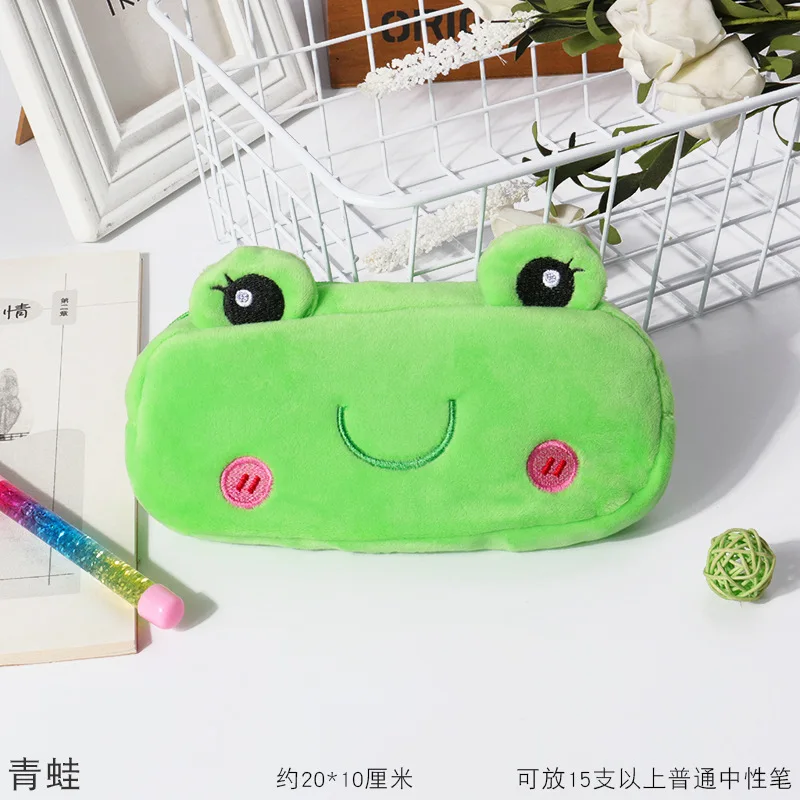 Cartone animato creativo studente animale borsa da donna mini chiave cambio borsa di immagazzinaggio simpatico portafoglio in peluche borsa per penna in peluche per bambini scatola regalo di cancelleria