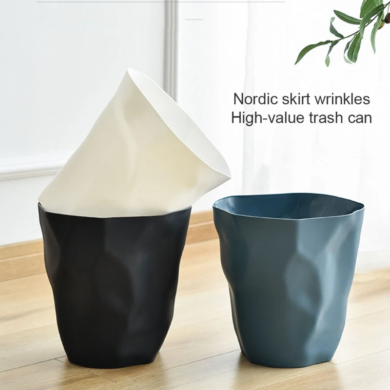 Nordic Style Irregular Trash Can Modern Solid Color Plastic Garbage Rubbish Bin Food Waste Basket Basin Bucket Flower Pot Organi