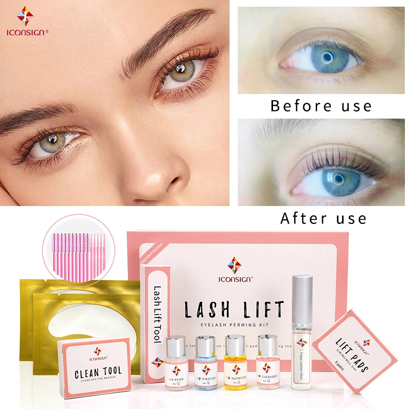 Icon sign verbesserte Lash Lift Kit und Lash Brow Dye Tint Kit zusammen Wimpern Lifting Brow Dye Tint Augen Make-up Tools Drops hipping