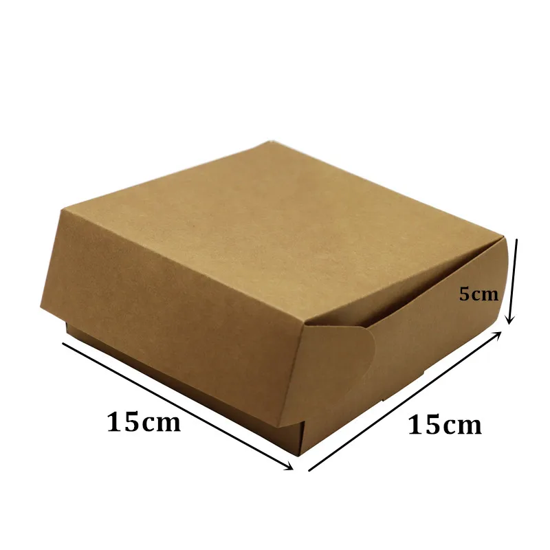 

15x15x5cm 24Pcs/Lot DIY Kraft Paper Box Gift Box For Wedding Favors Birthday Party Candy Cookies Square Idea Boxes