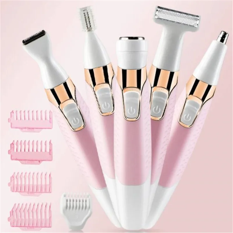 Electric Lady Epilator Wet Dry Women Shaver Bikini Pubic Haircut Trimmer Face Hair Removal Body Clipper All In One Grooming Kit