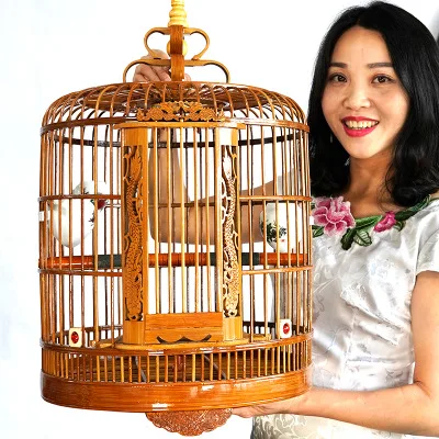 Bamboo bird cage Thrush Myna bird cage large full set of dedicated household boutique handmade old bamboo bird cage