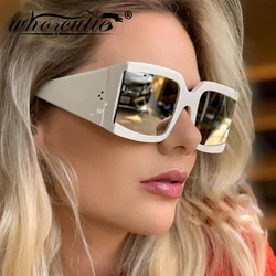 Oversize Square Brand Sunglasses Women White Silver Mirror Rivet Sun Glasses 2019 Luxury Men Chunky Eyewear Female Vintage S213