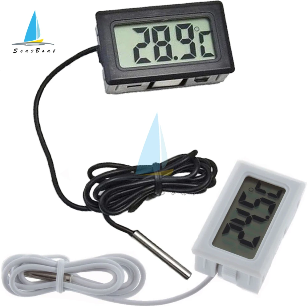 FY-10 Mini LCD Digital Thermometer Aquarium Water Bath Temperature Tester Detector Monitor Embedded Temperature Sensor Probe 1M