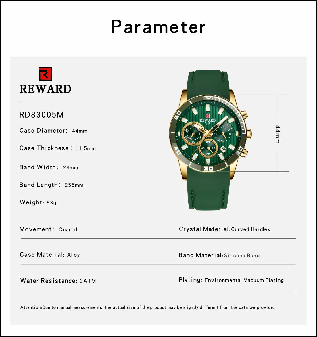 REWARD Army Green Quartz Clock Luxury Chronograph 3 Sub-dia Watch 2021 Military Auto Date Silicone Strap Watches for Men