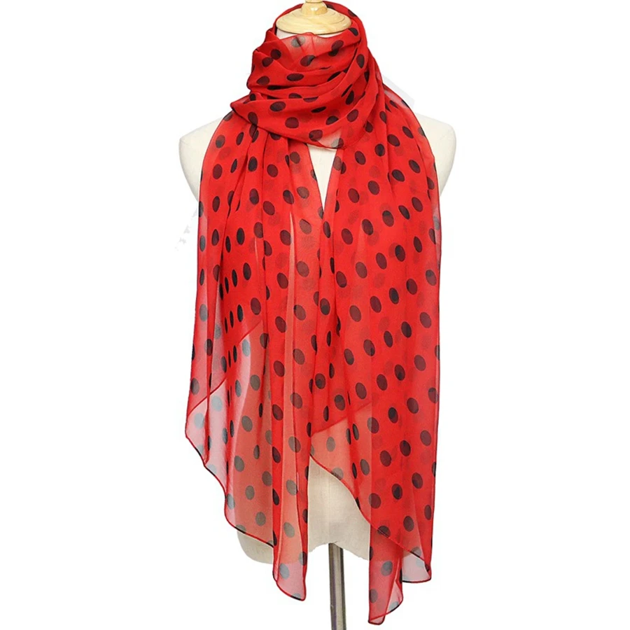 Speelk yepyeni Polka Dot Georgette ipek eşarp kadın moda nokta eşarp ve sarar kadın uzun açık şal toptan