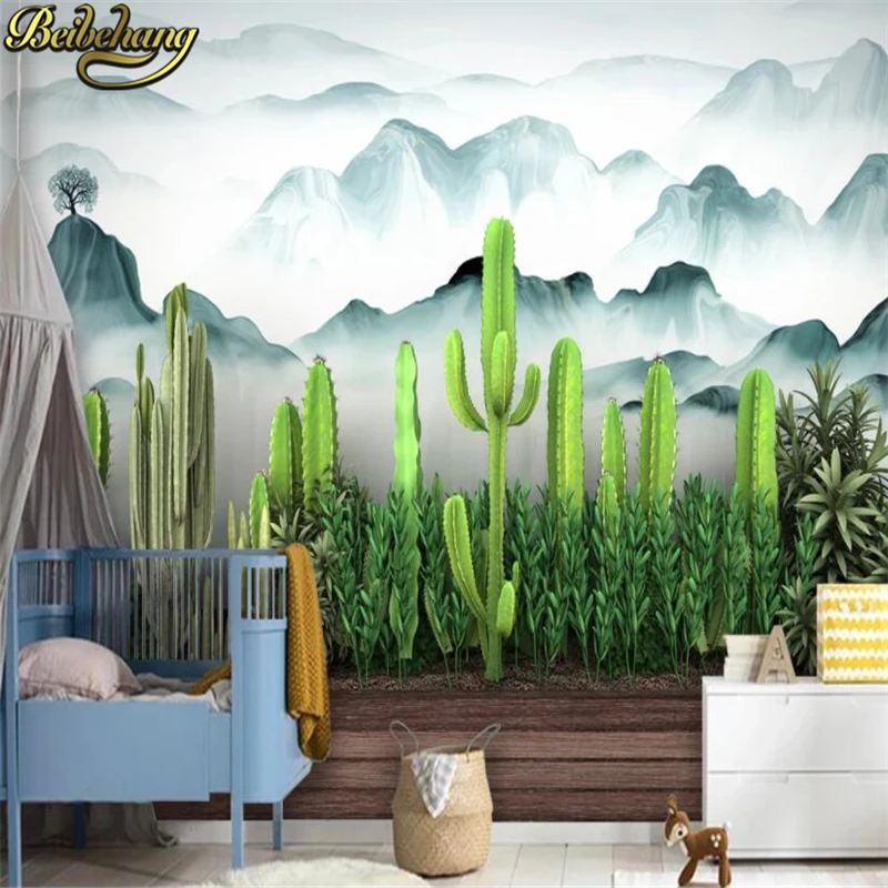 

beibehang custom Photo Wallpaper for living room decoration Bedroom Decor 3d Tropical plant cactus wall paper decoration mural