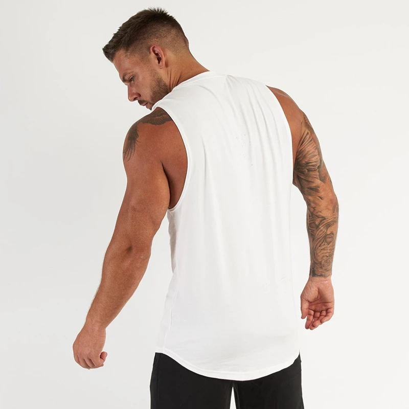 Running Vest Men Gym Tank Top Bodybuilding Fitness Men Cotton Workout Singlets O-Neck Sporting Muscle Sleeveless Shirt