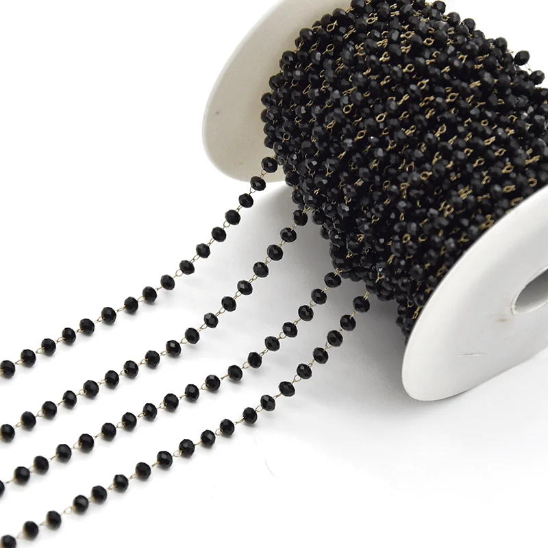 1 Meter Beaded Chain Imitation Crystal Chain Copper Necklace Link Chain For DIY Handmade Accessories Jewelry Findings Components