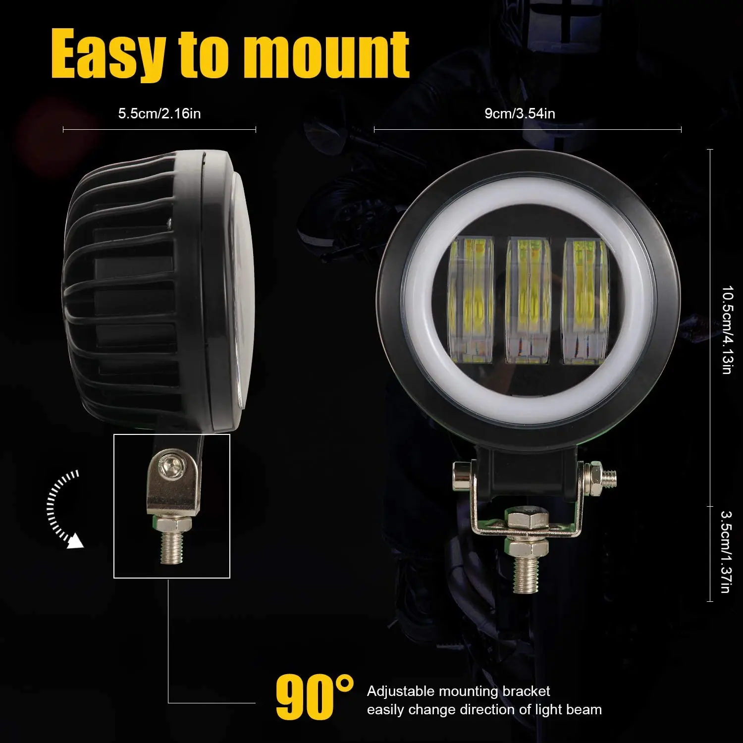 30W LED Work Light 12V 24V White DRL Angel Eye Halo Ring 3.5INCH Motorcycle SUV Car 4x4 Truck Offroad Driving Fog Lamp Headlight