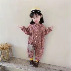 Children's Clothing 2020 Autumn Style Korean Girl French Floral Jumpsuit Children's Western Style Personality Jumpsuit