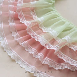 1M 17cm Wide Ruffles Mesh Pleated Double Layer Colorful Lace Fabric Trims for Doll Kids Tutu Dress  Clothes DIY Apparel Sewing