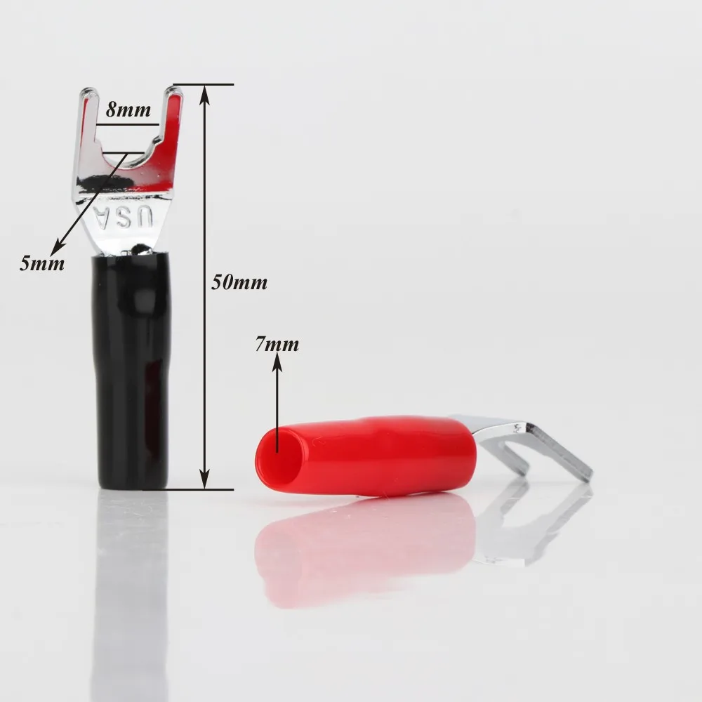 

12pcs SY1519 High Quality Rhodium Plated Spade Plug Speaker Cable Spade Connector Terminal Plug