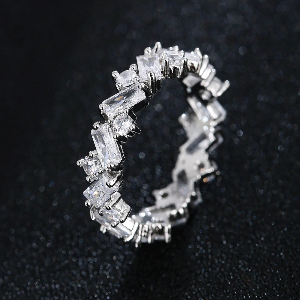 Emmaya Fashion Statement Irregular Cubic Zircon Design Circle Ring For Women&Girls Fascinating Jewelry Bridal Party Gift