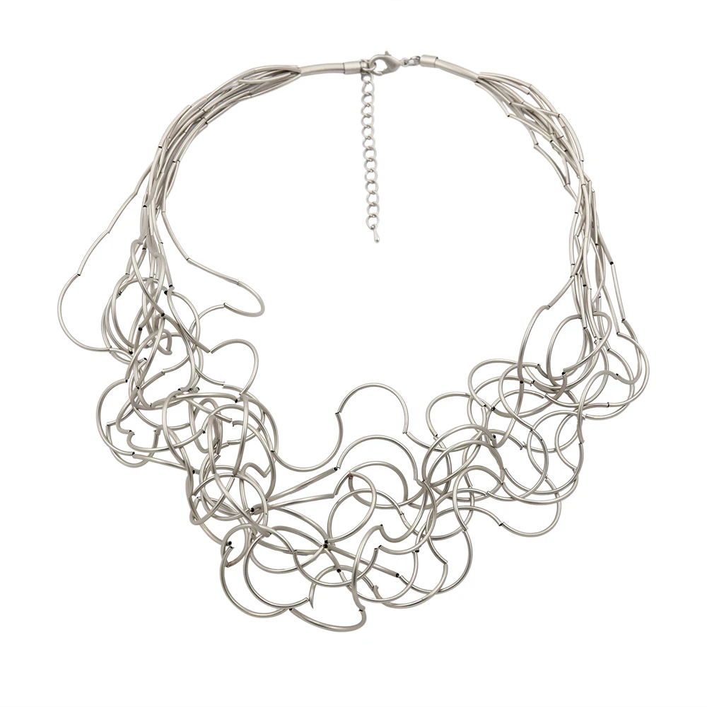 STRATHSPEY Mode Neue Lange Unregelmäßige Kupfer Rohr Halskette Für Frauen Aussage Chunky Multi Lay Schmuck – Detail 9
