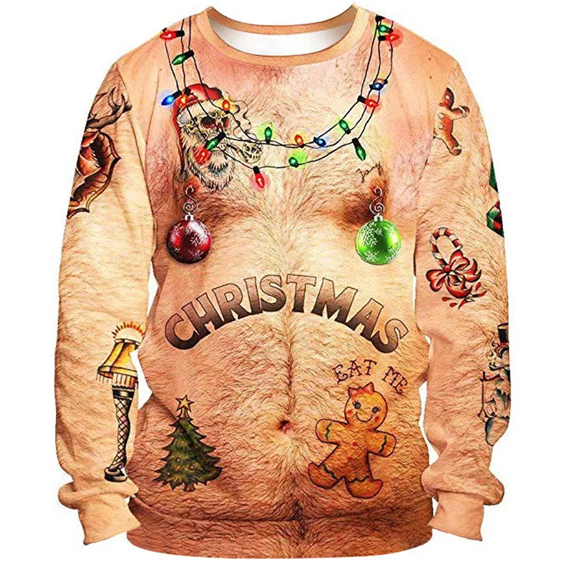 Christmas Sweater Novelty Funny Light Up Ugly Christmas Sweater For Men And Women 3D Printing Pullover Jumpers Warm Sweater