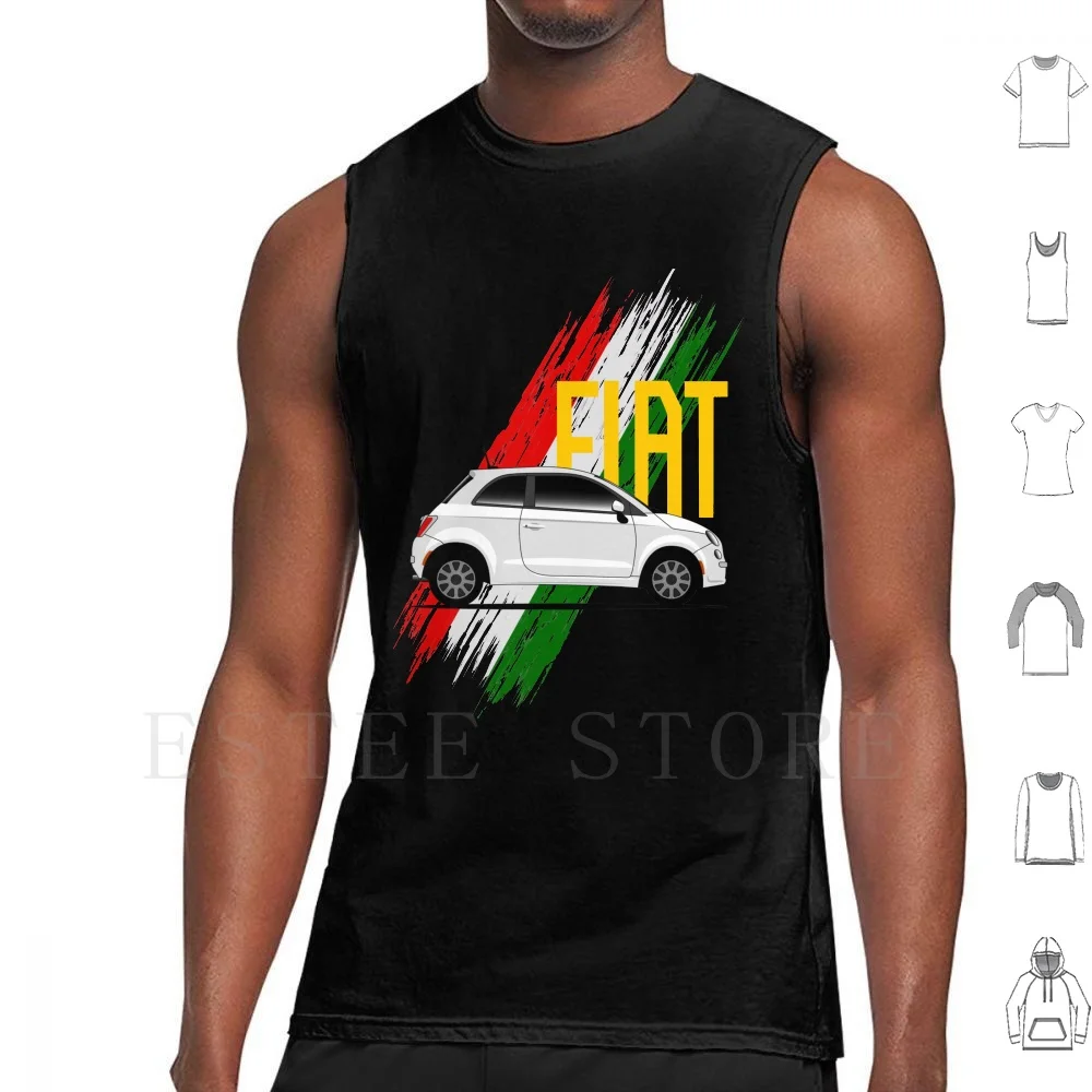 500 Italy Tank Tops Vest Cotton 500 Abarth Retro Classic Race Racing Car Italy Italian Turbo Drift Drifting Vintage