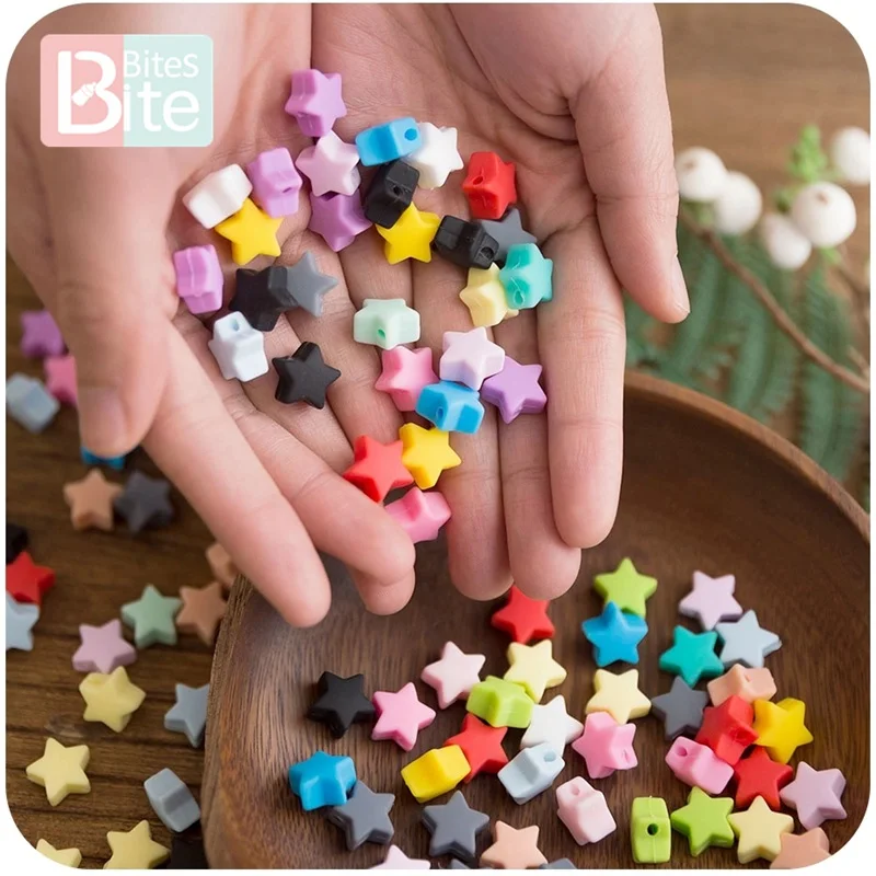 bite bites 10pcs Silicone Beads Food Grade Silicone Star Teether Baby Products Silicone Rodent Bracelet Diy Crafts Baby Teether