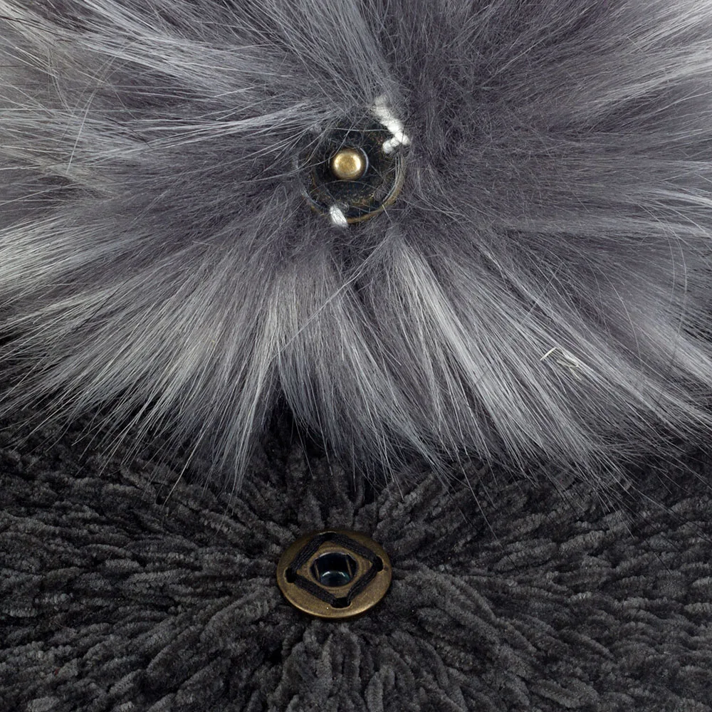 Female Knitted Berets With Faux Fur Pom Pom Elegant Women Fashion Winter Warm Hats Girl Bonnet Caps Plain Hat Beret