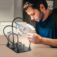 NEWACALOX Magnetic Soldering Third Helping Hands Tool with 3X Magnifying Lamp PCB Holder Flexible Arms for Solder Repair