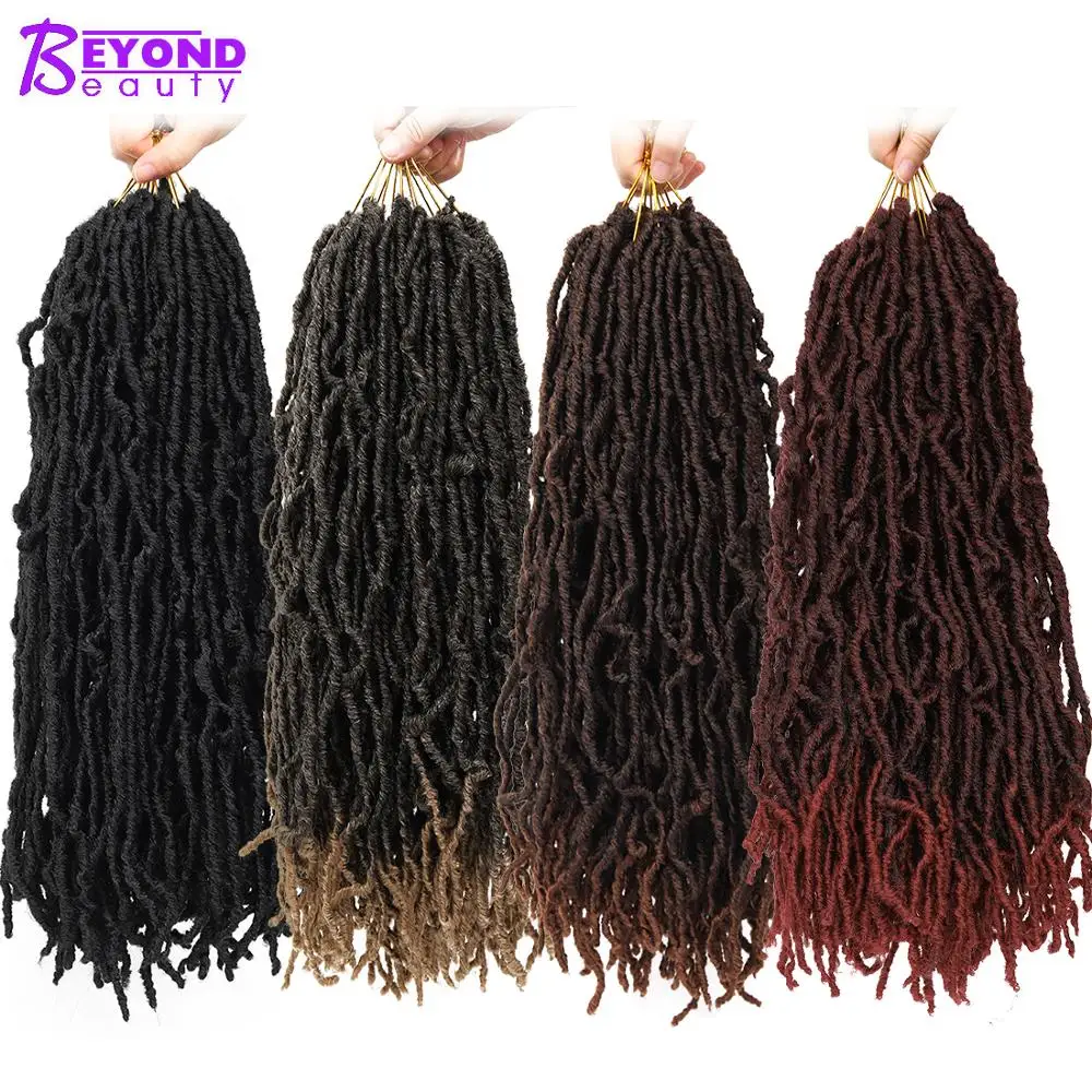 18 inch Nu Locs Crochet Hair Synthetic Ombre Brown Black Braiding Hair Extension For Black Women 20 strands Faux Locs Braids