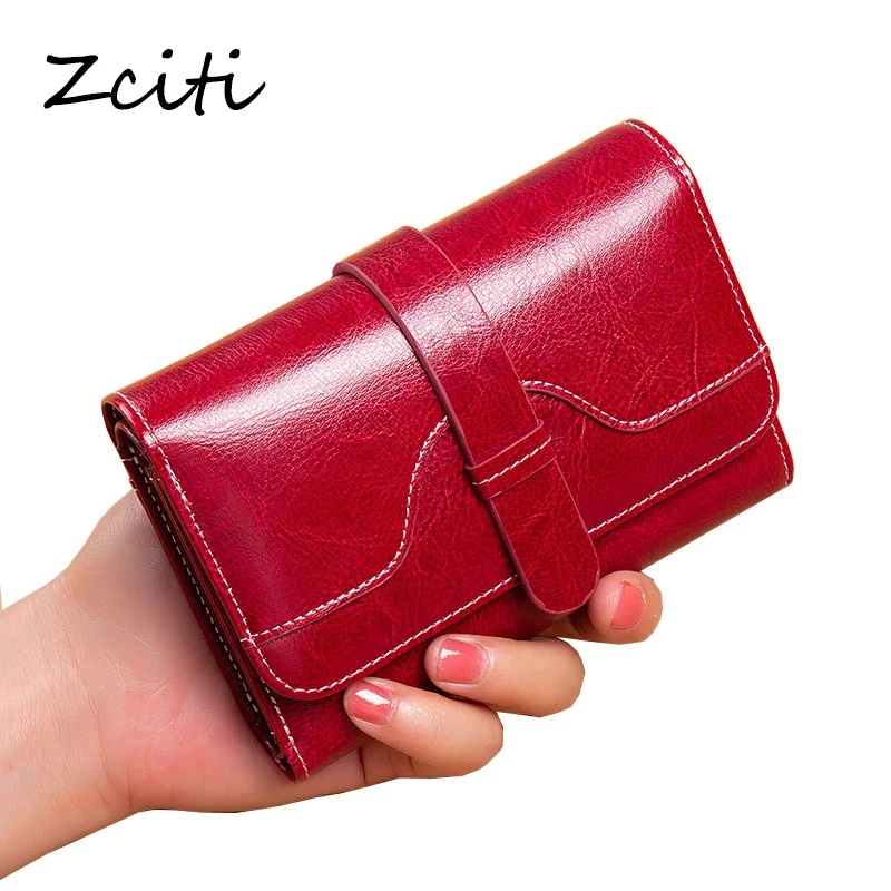 

Zciti High Quality Women Genuine Leather Wallet Female Short RFID Anti Theft Card Holder Coin Purse Wallets for Women Clutch Bag