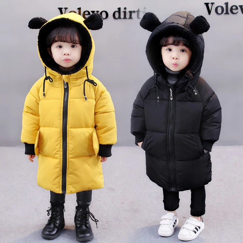 1 2 3 4 5 6 7 Year Baby Kids Parkas Winter Warm Down Jacket For Girls Coat Long Hooded Children's Outerwear Toddler Girl Clothes