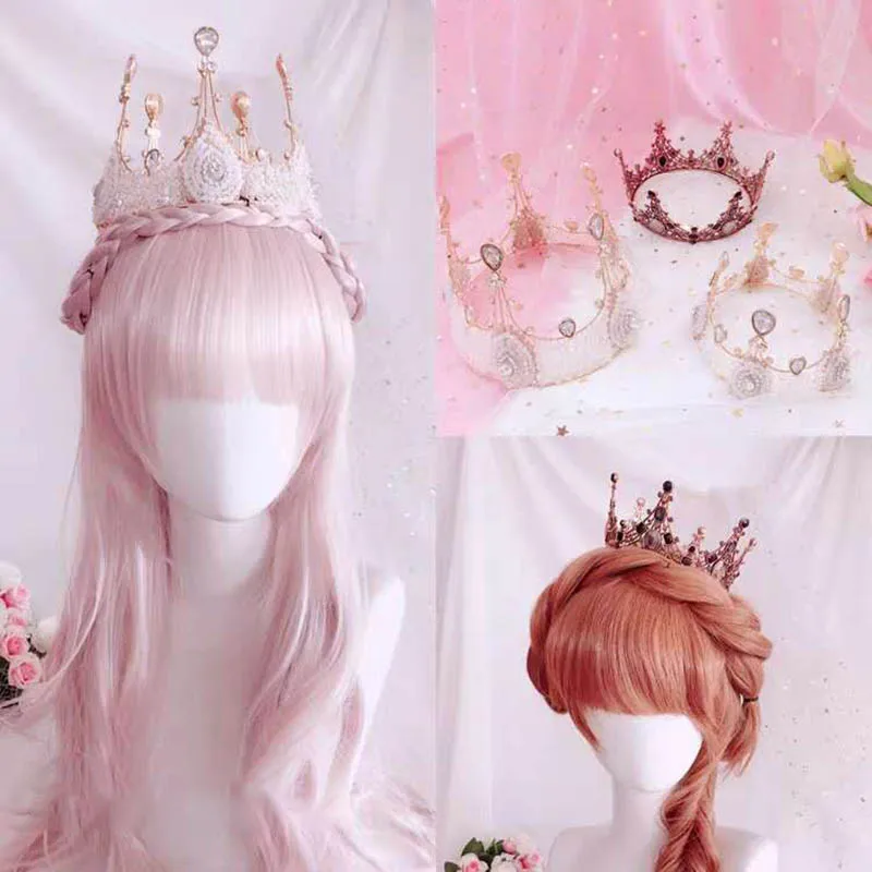 Crown European Palace Baroque Princess Crown Crown Pearl Butterfly Rhinestone Headdress Birthday Crown Decoration