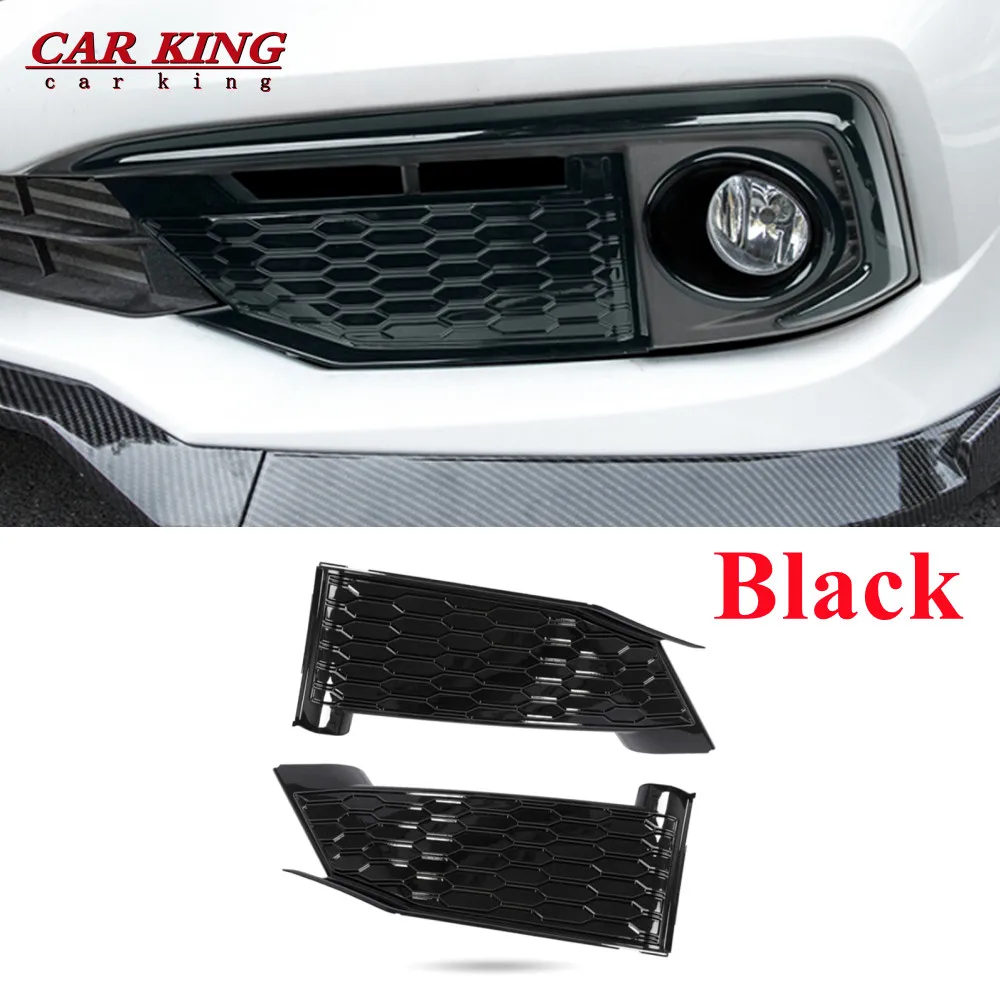 For Honda Civic 10th sedan 2019 2020 ABS Glossy Black Front Fog Light Lamp Bumper Protector Cover foglight Eyebrow Eyelid Trim