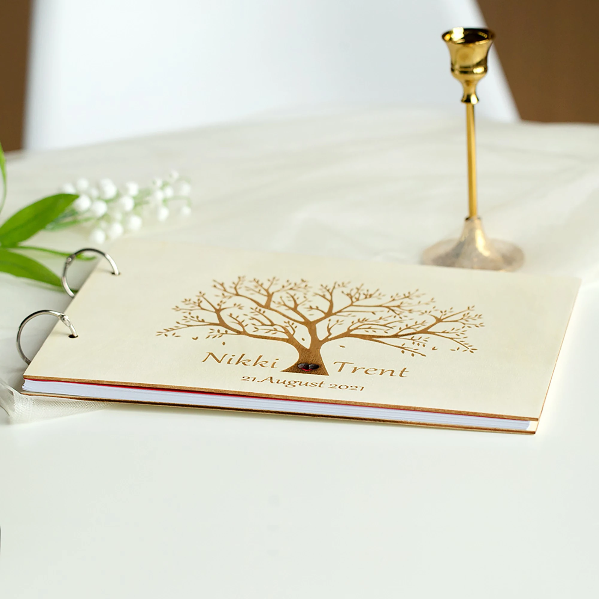 Wooden Wedding Guest Book Photo Guestbook Personalized Wooden Gift Baby Album Romantic Tree