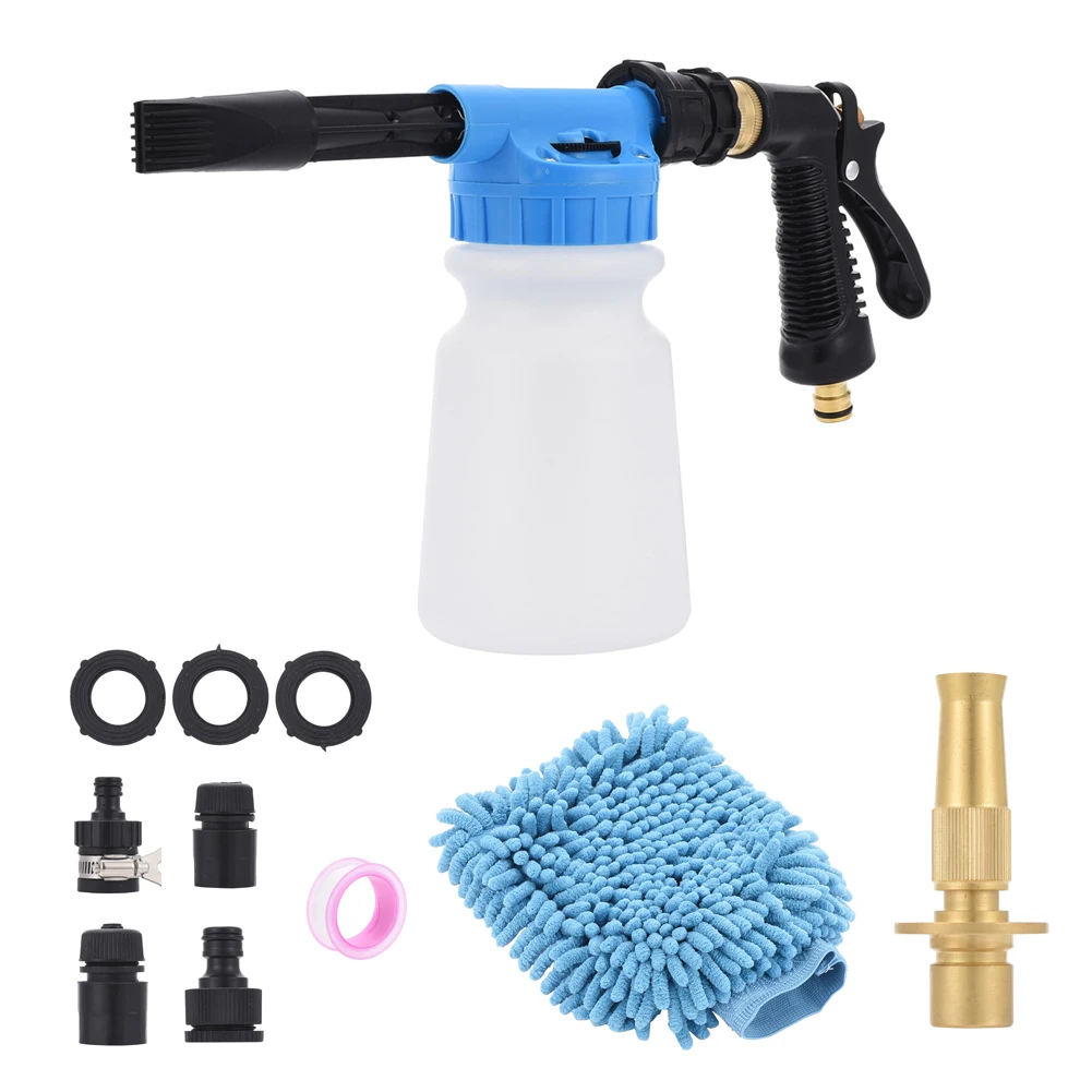 

Mulit-use Low Pressure Water Gun Kit Car Wash Sprayer Foam Lance Bottle 32oz w/ Nozzle Connector Cleaning Tool Attach to Hose