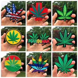 Maple Leaf Embroidered Patches For Clothing DIY Iron On Patches On Clothes Summer T-shirt Applique Badge Stripes Accessories