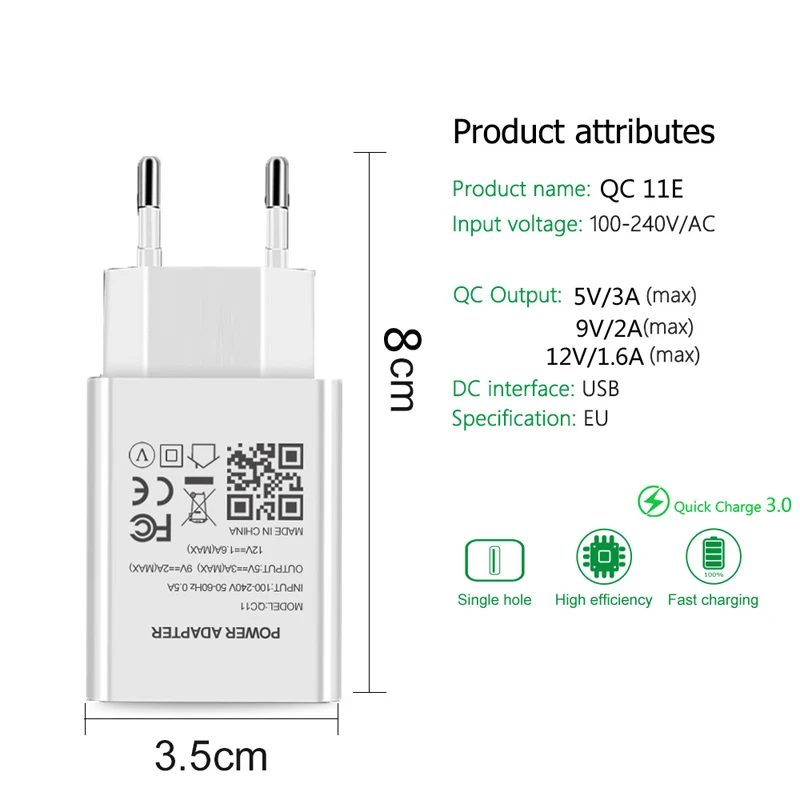 5V 3A USB Charger Wall Travel Fast Charger For Huawei P40 P30 Y9A Y7A  Honor 10X 9X lite 30 20 Pro Type C Phone Charger Cable