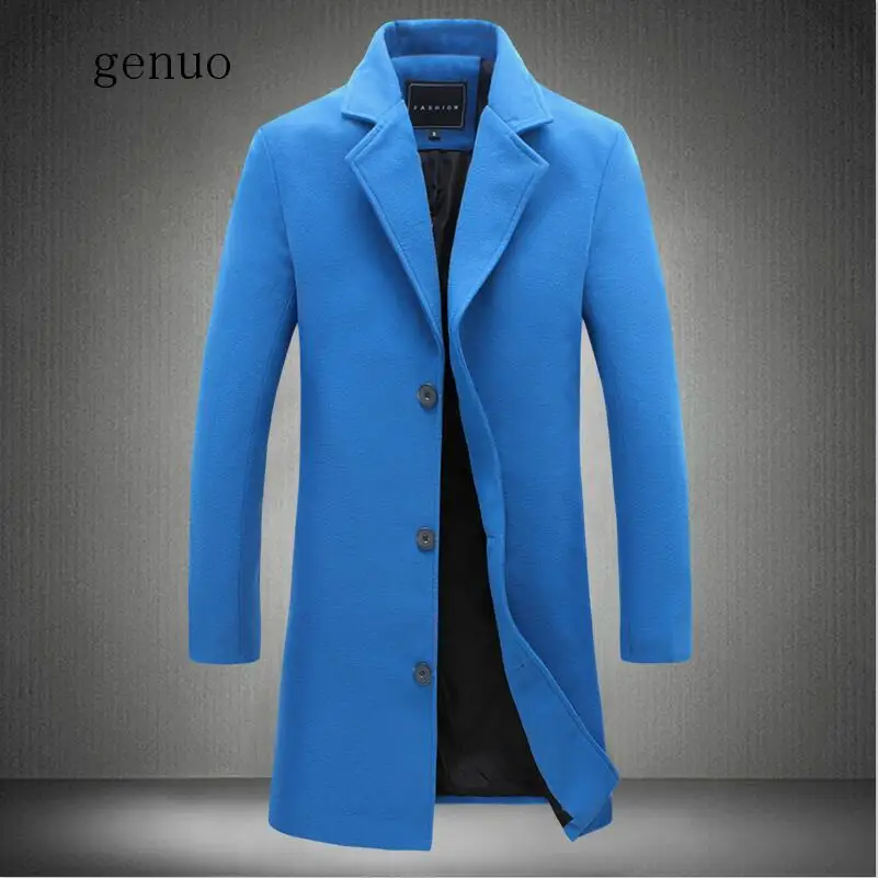 

2020 Autumn And Winter New Mens Solid Color Casual Business Woolen Coats / Mens High-end Brand Slim Long Woolen Coat Male Jacket