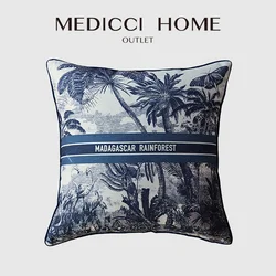 Medicci Home Madagascar Rainforest Cushion Cover Toile De Jouy Style Printing Vintage Pillow Case 45x45cm For Sofa Couch Chair